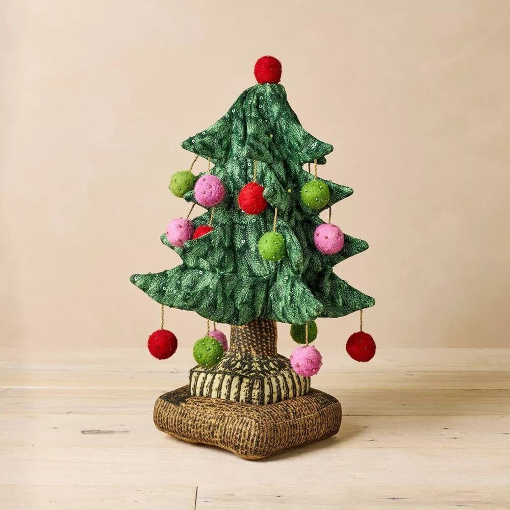 NEW John Derian X Target 19"X12" Christmas Tree Pillow with Ball Ornaments 2025